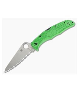 Spyderco Pacific Salt 2 Serrated Satin FFG LC200N Green FRN Lightweight Folder C91FSGR2 - SP-C91FSGR2 1