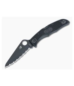 Spyderco Pacific Salt 2 Lightweight Black FRN Serrated Edge Black H2 Folder C91SBBK2 - SP-C91SBBK2 1