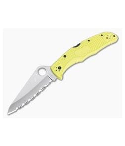 Spyderco Pacific Salt 2 Lightweight Yellow FRN Serrated Edge Satin H1 Folder C91SYL2 - SP-C91SYL2 1