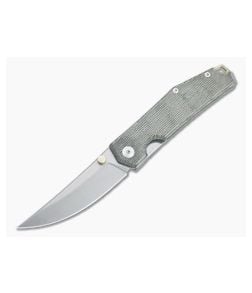 GiantMouse ACE Clyde Stonewashed Elmax Green Micarta & Brass Folder - GM-CLYDE-GRN-MICARTA-BRASS 1