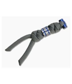 Chris Reeve Large Sebenza/Umnumzaan Lanyard Charcoal with Blue Dot Bead - CRK-COM-7110 1