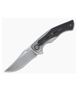 Reate Knives Coyote ELB Stonewashed M390 Wave Carbon Fiber Titanium Frame Lock Flipper - RK-COYOTE-WCF 1