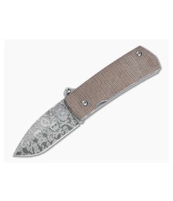 D Rocket Design Shamsher Crossbones M390 Brown Linen Micarta “Paw Claw” Automatic Knife 0030 - DRD-0030 1