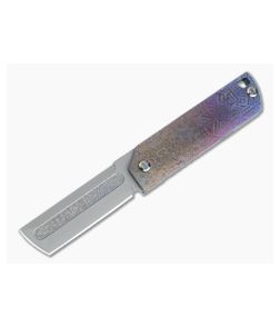 D Rocket Design MaximX Flipper M390 Aztec Engraved Anodized Titanium Folder 0035 - DRD-0035 1