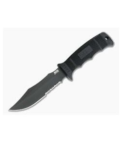 SOG SEAL Pup Elite Black AUS-8 Half Serrated Clip Point Fixed Blade Knife E37T-K - SOG-E37T-K 1
