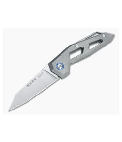 MKM Edge Reverse Tanto Satin M390 Sand Blast Titanium Slip Joint Folder EG-T - MKM-EG-T 1