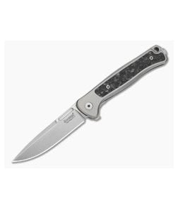 LionSteel Emmet Grey Titanium Carbon Fiber Magnacut Stonewashed Drop Point Folding Knife (2.83") EM01 GY - LS-EM01-GY 1