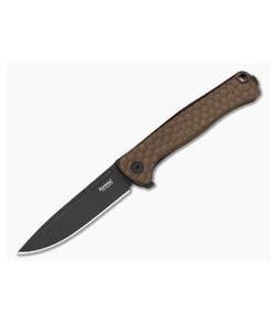 LionSteel Emmet Earth Brown Aluminum Magnacut Black PVD Drop Point Folding Knife (2.83") EM01A EB - LS-EM01A-EB 1