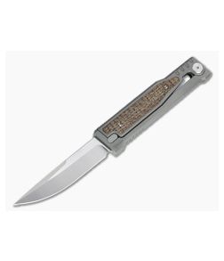 Reate EXO Exoskeleton Design Drop Point Elmax Burlap Micarta Manual OTF Knife - RK-EXO-DP-BRLM 1