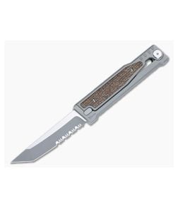 Reate EXO Exoskeleton Design Tanto Serrated CPM 3V Dark Burlap Micarta Manual OTF Knife - RK-EXO-TP-3V-SE-DM 1