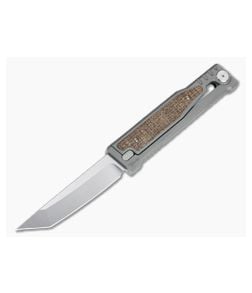 Reate EXO Exoskeleton Design Tanto Point Elmax Burlap Micarta Manual OTF Knife - RK-EXO-TP-BRLM 1