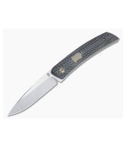 Jared Oeser F22 KICKSTOP Flipper Bronze Shield Carbon Fiber Folding Knife - JO-F22-KF-CF3 1