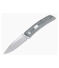 Jared Oeser F22 KICKSTOP Flipper Satin Shield Black Canvas Micarta Folding Knife - JO-F22-KF-KM1 1