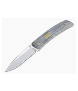 Jared Oeser F22 KICKSTOP Flipper Bronze Shield Black Canvas Micarta Folding Knife - JO-F22-KF-KM3 1