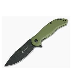 Steel Will Lanner Black Stonewashed D2 Flipper Green G10 F35-33 - SW-F35-33 1