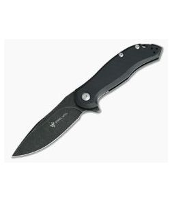 Steel Will Lanner Mini Black Stonewashed D2 Flipper Black G10 F35M-09 - SW-F35M-09 1