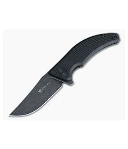 Steel Will Sargas Black Stonewashed D2 Black G10 Liner Lock Flipper F60-08 - SW-F60-08 1