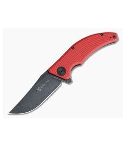 Steel Will Sargas Black Stonewashed D2 Red G10 Liner Lock Flipper F60-13 - SW-F60-13 1
