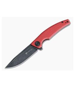 Steel Will Shaula Black Stonewashed D2 Red G10 Liner Lock Flipper F61-13 - SW-F61-13 1