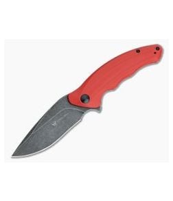 Steel Will Avior Black Stonewashed D2 Red G10 Liner Lock Flipper F62-05 - SW-F62-05 1
