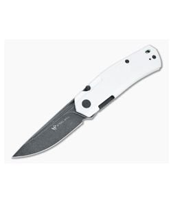Steel Will Fjord Black Stonewashed D2 White G10 Liner Lock Front Flipper F71-21 - SW-F71-21 1