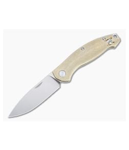 GiantMouse ACE Farley Satin M390 Tumbled Brass Slip Joint Folder - GM-FARLEY-BRASS 1