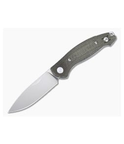 GiantMouse ACE Farley Satin M390 Green Canvas Micarta Slip Joint Folder - GM-FARLEY-GRN-CANVAS 1