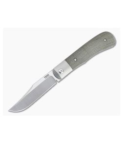 Pena Knives X Series Large Texas Trapper Bolstered Green Canvas Micarta M390 Front Flipper - PK-FFLT-GCM 1