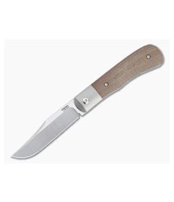 Pena Knives X Series Large Texas Trapper Bolstered Brown Canvas Micarta M390 Front Flipper - PK-FFLT-NCM 1
