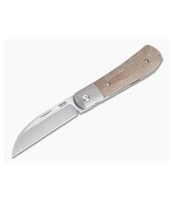 Pena Knives X Series Front Flipper Swayback Bolstered Brown Canvas Micarta - PK-FFS-BCM 1