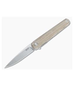 MKM x Zieba Flame Light Flipper Drop Point Stonewashed M390 Natural Micarta Folder FL01L-NC - MKM-FL01L-NC 1
