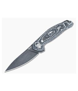 MKM Goccia Flipper White Storm FatCarbon Dark Stonewash M390 Drop Point GC-CFWD - MKM-GC-CFWD 1
