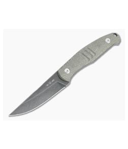 GiantMouse GMF2-P-G Stonewashed PVD N690 Green Micarta Fixed Blade Bushcraft Knife - GM-GMF2-P-G 1