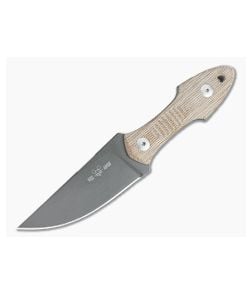 GiantMouse GMF3-P Stonewashed Black PVD N690Co Natural Micarta Coffin Handled Fixed Blade Knife - GM-GMF3P-NAT-PVD 1