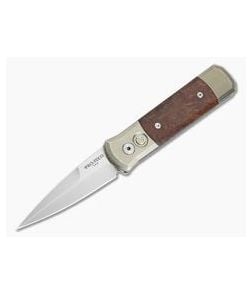 Protech Godson Titanium Custom Automatic Satin Blade Bronze ANodized Frame Desert Ironwood Inlays - PT-GODSON-01 1