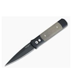 Protech GPKnives Exclusive Godfather Green Micarta Inlay Plain DLC Blade Automatic Knife GP-GF-01 - PT-GP-GF-01 1