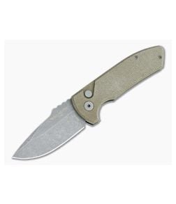 Protech Knives Les George SBR Acid Wash S35VN GPKnives Exclusive Green Micarta Top Automatic Knife - PT-GP-SBR-02 1