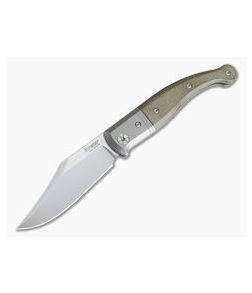 LionSteel Gitano Navaja Modern Slip Joint Niolox Green Canvas Micarta GT01-CVG - LS-GT01-CVG 1