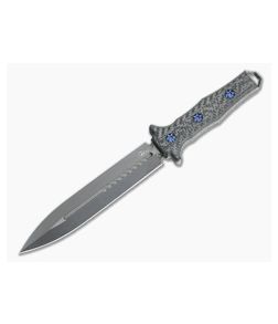 Heretic Knives Nephilim Dagger Black DLC Elmax Carbon Fiber Blue Ti Hardware Fixed Blade H003-6A-CF - HRT-H003-6A-CF 1