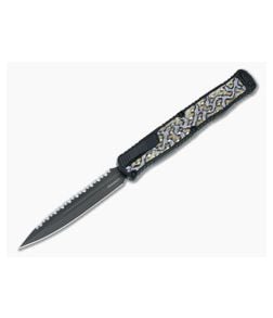 Heretic Cleric 2 Flamed Titanium Black DLC Serrated Double Edge OTF H020-6C-FTI - HRT-H020-6C-FTI 1