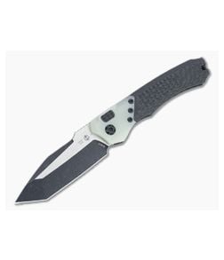 Heretic Knives Wraith Auto Tanto Battleworn Black Elmax Jade G10 Bolster Carbon Fiber Automatic H100-8A-JADE - HRT-H100-8A-JADE 1