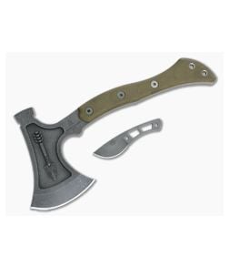 TOPS Hammer Hawk Tungsten 1075 Green Micarta Tactical Tomahawk with Backup Knife HAMH-04 - TP-HAMH-04 1