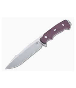 Hinderer Knives Fieldtac 6" Harpoon Spearpoint Stonewashed Nitro-V Burgundy Micarta Fixed Blade 1270 - HK-1270 1
