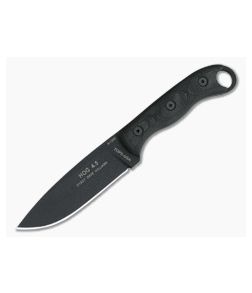 TOPS Knives HOG 4.5 Black Micarta 1095 Leather Sheath HOG-45 - TP-HOG45 1
