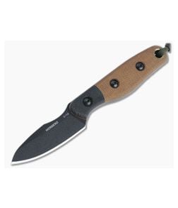TOPS Hornero Tan/Black Canvas Micarta Black 1095 EDC Fixed Blade HORN-01 - TP-HORN-01 1