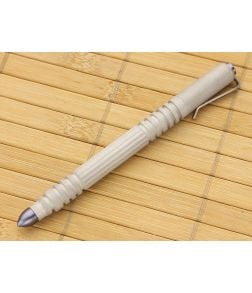 Hinderer Knives Investigator Pen Raw Blasted Aluminum - Blue Hardware - HK-0022 1