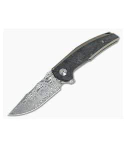 Reate Knives JACK Integral Damasteel Marbled Carbon Fiber Bronze Titanium Frame Lock Flipper Prototype - RK-JACK-001 1
