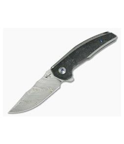 Reate Knives JACK Integral Damasteel Marbled Carbon Fiber Bead Blast Titanium Frame Lock Flipper - RK-JACK-008 1