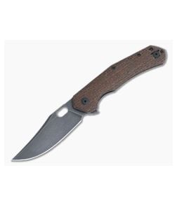 GiantMouse ACE Jutland Liner Lock Flipper Burlap Micarta Black PVD Stonewash Vanadis 4E Clip Point - GM-JUTLAND-BURLAP-MICARTA 1