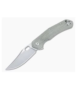 GiantMouse ACE Jutland Flipper Satin Elmax Green Canvas Micarta Liner Lock Folder - GM-JUTLAND-GRN-CANVAS 1